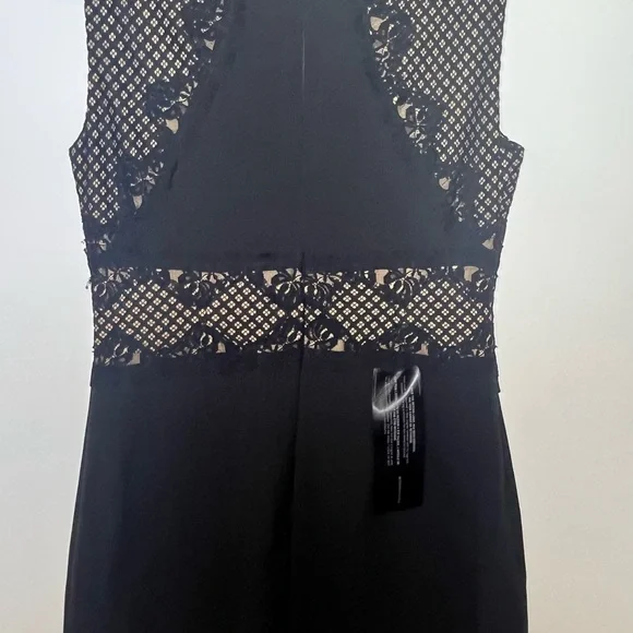 BCBGMaxAzria Leandra Black Lace Mini Dress Sz 10 - Picture 4 of 11
